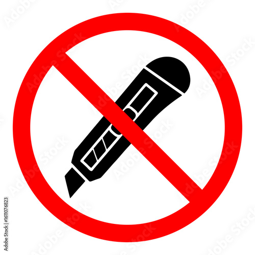 no cutter icon sign symbol, no cutter vector, isolated on white background