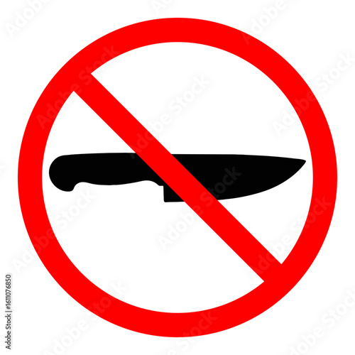 knife prohibition icon, symbolizing danger, security, and restricted areas