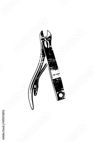 Vector Detailed of metal nail clippers in a style.