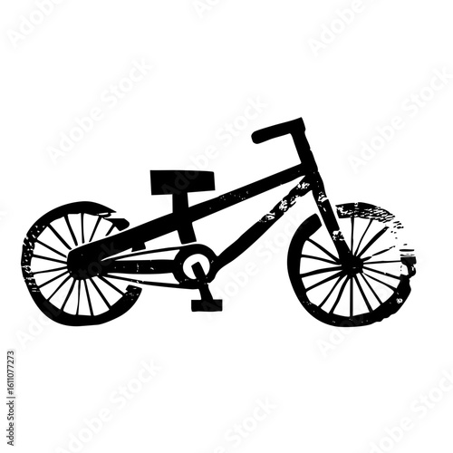 Vector Black bicycle with detailed wheels and frame.