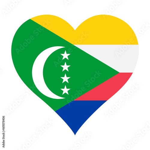 Free Download Comoros flag heart shaped icon digital vector illustration. National flag of Comoros. Love flag icon. - GFXLoad