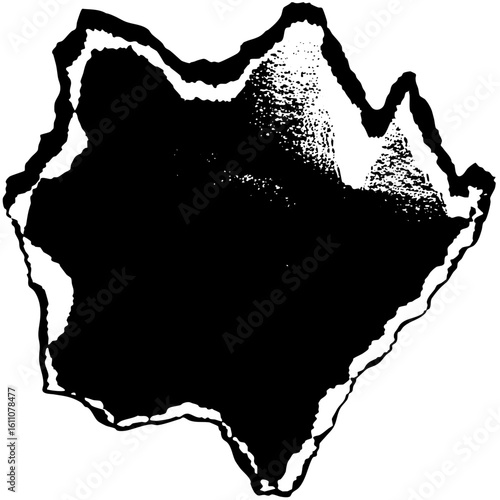 Vector Detailed outline of a countrys geographical shape with textured fill.