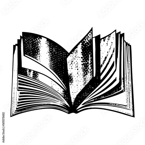 Vector Detailed of an open book with textured pages.