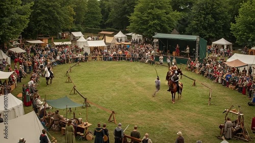 Medieval Jousting Tournament: Knights on Horses Battle at a Renaissance Fair