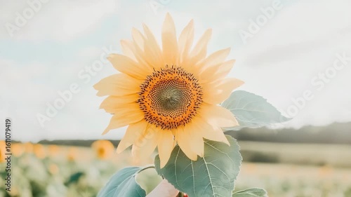 Bright and Cheerful Sunflower Blooms Against a Soft Sky Background