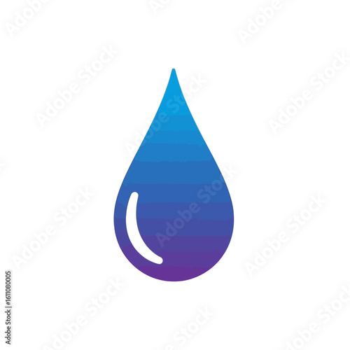 A stylized water drop icon featuring a blue to purple vertical gradient and a white highlight.