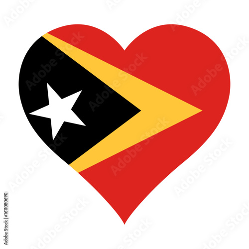 Free Download East Timor flag heart shaped icon digital vector illustration. National flag of East Timor. Love flag icon. - GFXLoad