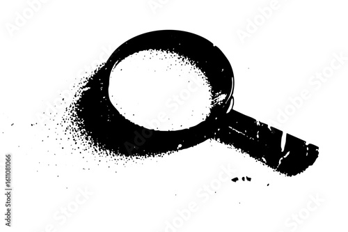 Vector Black magnifying glass with a distressed texture.