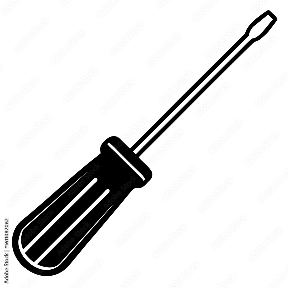 Obraz premium Black and white illustration of a screwdriver