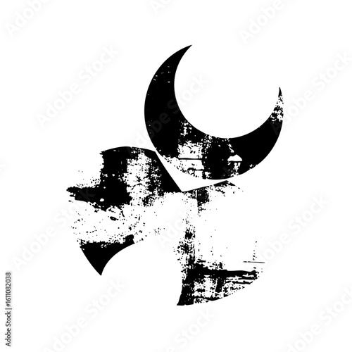 Vector Abstract bull head with moon .