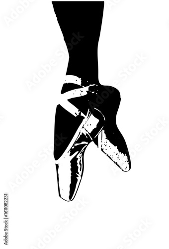 Vector Elegant ballet foot in pointe shoes