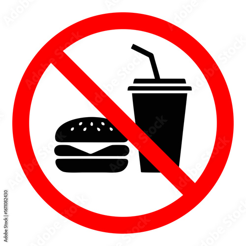 no food and drink icon sign symbol, prohibited fast food, isolated on white background