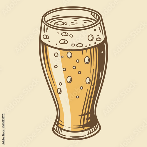 Hand drawn glass of beer with bubbles drink beverage