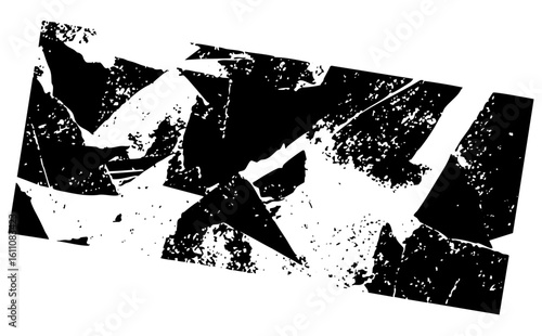 Vector Abstract shattered rectangle with distressed texture.