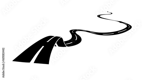 Vector Winding road depicts a journey with a diverging path.