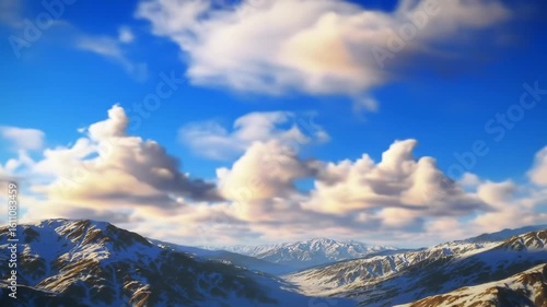 Majestic Snow-capped Mountains Under a Dynamic Cloudy Sky