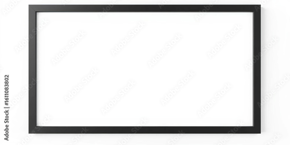 Sleek black frame against a bright white wall, photography, modern Sleek black frame against a bright white wall, photography, modern