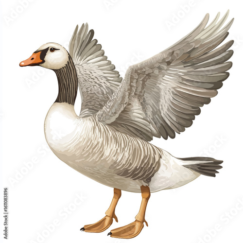 a goose with flapping wings