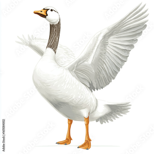 a goose with flapping wings