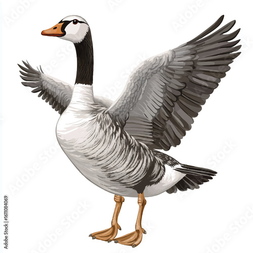 a goose with flapping wings