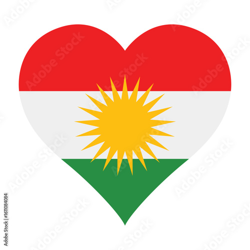 Foto Iraqi Kurdistan flag heart shaped icon digital vector illustration