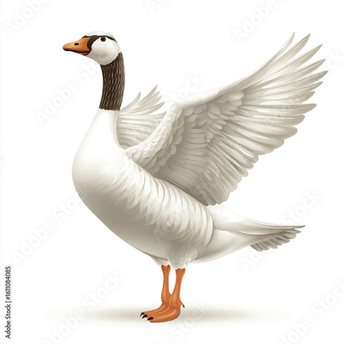 a goose with flapping wings