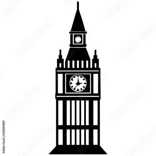 Iconic silhouette of big ben clock tower