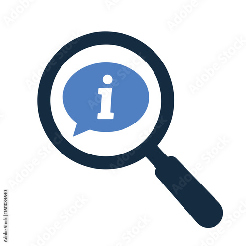 Looking for Information Icon – Magnifying Glass Search Vector with Info Symbol Illustration for Help, Research, and Support