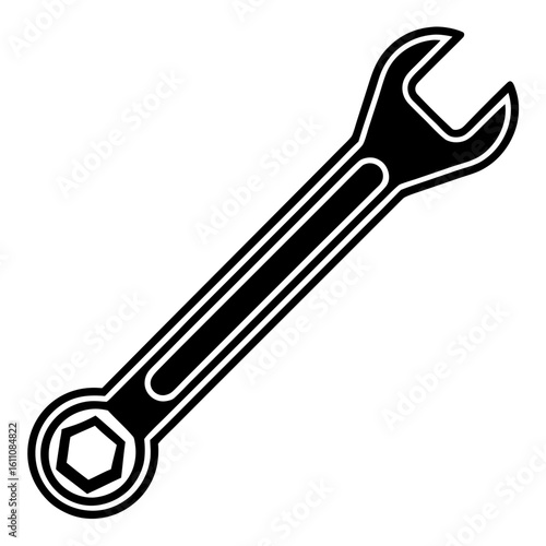 Black and white illustration of a combination wrench tool