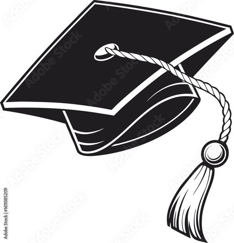 Academic Attainment: A classic graduation cap, rendered in bold, stark detail, symbolizes the culmination of knowledge and the dawn of new beginnings.