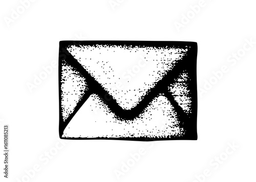 Vector Hand-drawn envelope with a cross symbol.