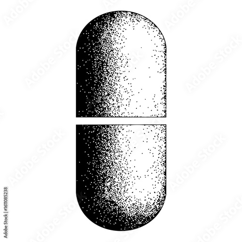 Vector Halftone capsule pill with split .