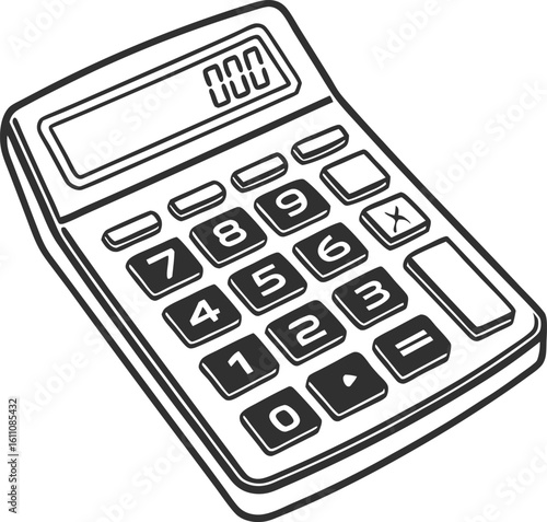 Calculator for Calculation: A detailed illustration of an electronic calculator. This image represents the fundamental tools of calculation