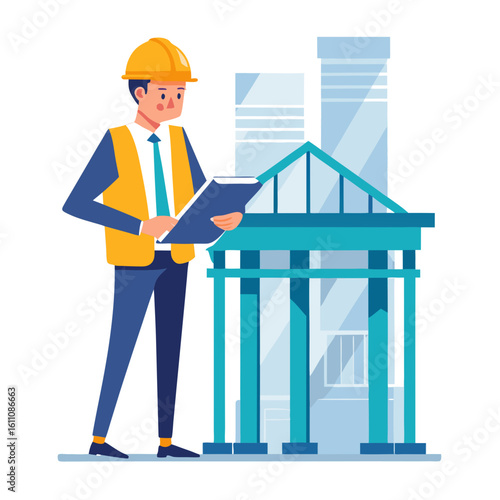 architect with blueprint