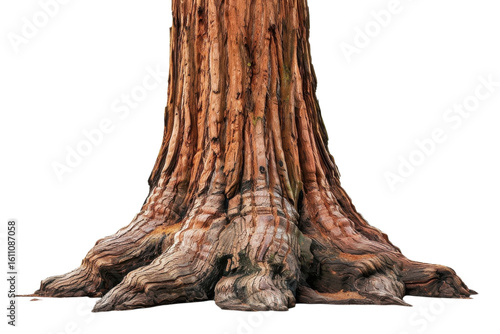 Trunk of a redwood on transparent background