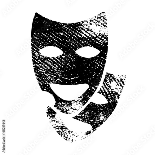 Vector Dramatic theater masks depict comedy and tragedy.