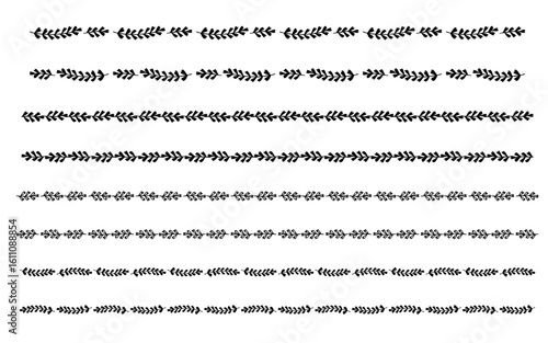 手描きの葉っぱのラインセット。