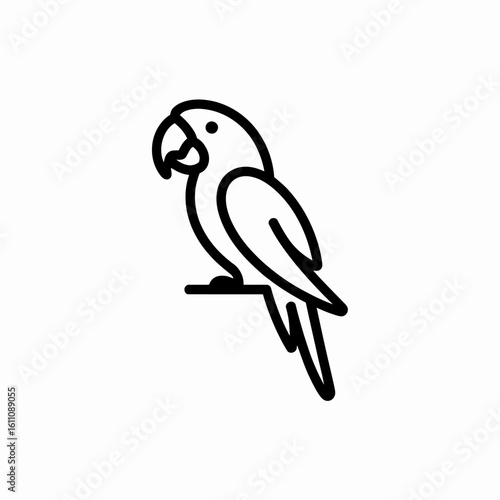 Simple line art parrot icon isolated on white background