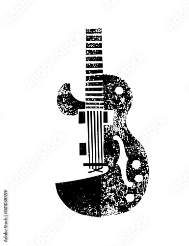 Vector Abstract electric guitar with halftone texture.