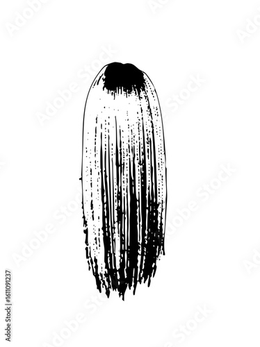 Vector Stylized black hair with flowing strands.