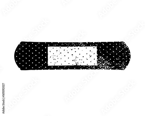 Vector Black adhesive bandage with dotted texture.