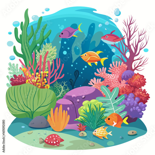 tropical fish and flowers