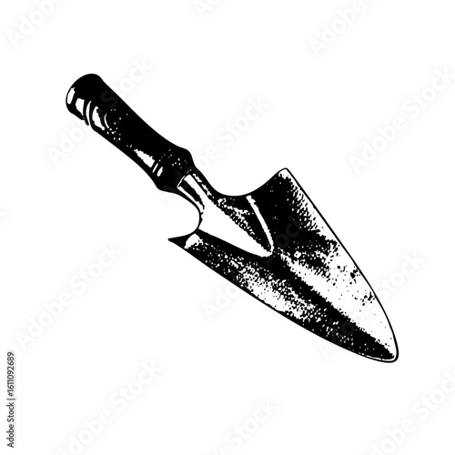Vector Detailed of a gardening trowel with a dark handle.