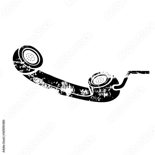 Vector Vintage telephone handset with distressed texture.