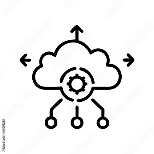 Digital transformation icon illustrating cloud technology and data connectivity