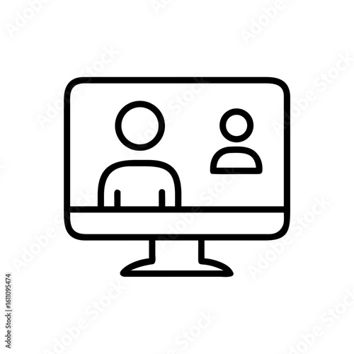 Online meeting screen icon representing virtual collaboration and communication