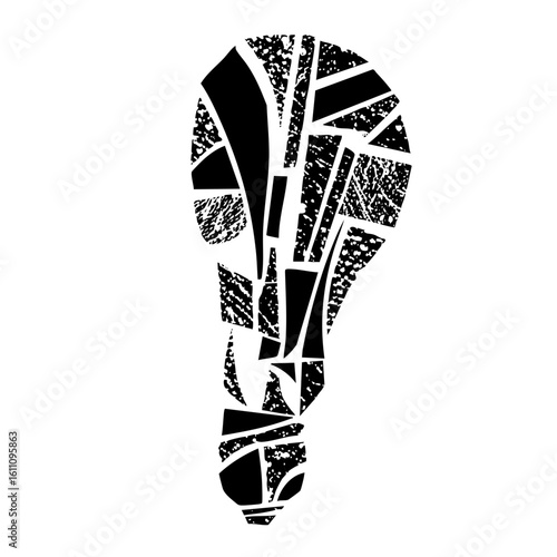 Vector Abstract lightbulb composed of fragmented shapes.