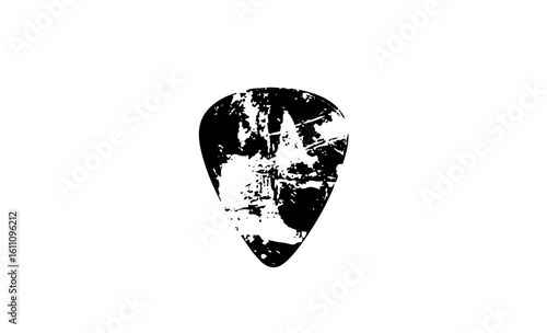 Vector Black guitar pick with distressed texture.
