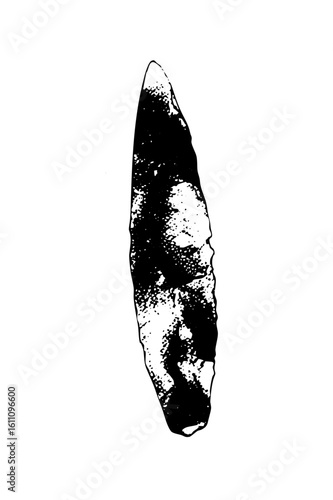 Vector Detailed of a pointed stone blade artifact.