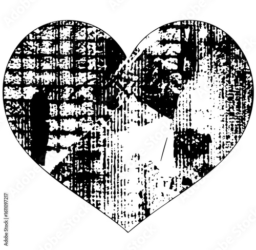 Vector Loving couple silhouette within a heart-shaped frame.